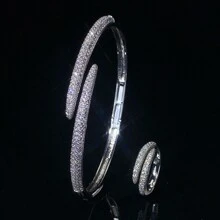 2 件/套简约时尚女士锆石戒指和手链首饰套装，适合派对 - 手鐲戒指套裝 - 查看 20