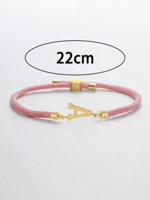 1 件新款经典 A-Z 字母手链女士简约可调节彩色绳手链女士珠宝礼物 - 粉色 - 查看 2
