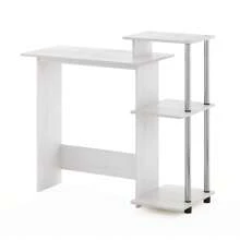 Efficient Home Laptop Notebook Computer Desk With Square Side Shelves, Desk For Students, Clear Computer Desk, Desk Set For Studying, Black Home Office Desk, Americano/Chrome - Sồi trắng - Xem 2