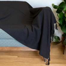 Sofa Blanket Protective And Decorative 100% Cotton Bedspread Covered Giant Bed Handmade Loom 1.80 X 2.40 - Đen - Xem 2