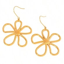 Uworld 1 Cặp Dây chuyền hoa bằng thép không gỉ mạ vàng 18K, thiết kế hình hoa, dây thừng sáp đen, hoa tai, bộ trang sức phổ biến dành cho phụ nữ để đeo hàng ngày - vòng cổ - Xem 13