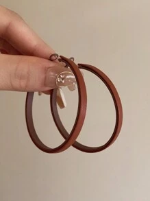 1 paire de boucles d'oreilles rondes rétro pour femmes, boucles d'oreilles minimalistes à la mode et exagérées pour les occasions formelles/de fête/décontractées/de vacances, couleur café - Marron - Voir 6