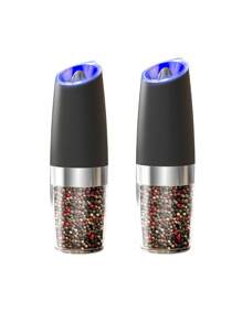 CLITON Gravity Electric Salt And Pepper Grinder Set, Adjustable Coarseness, Battery Powered With LED Light, One-Handed Automatic Operation, Upgraded Large Capacity, Stainless Steel Black, Gravity Electric Salt And Pepper Mill, Automatic Grinder With LED Light, Battery Powered, Adjustable Coarseness, One-Handed Operation, Christmas Gift, Creative Kitchen Gadget Gift