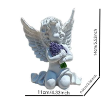 创意可爱树脂薰衣草天使雕像装饰，客厅、书房、酒柜家居装饰