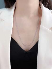 925银肖邦链项链，纯银粗链项链，男女皆宜，休闲毛衣链，锁骨链，纯银链