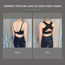 Ropa interior sin costuras de seda de hielo para mujer sin anillo de acero, espalda hermosa, pecho pequeño, sujetador fruncido, levantador, reafirmante y correctivo,Sujetador deportivo sin costuras Backjia dos en  corrector jorobado fruncido para recoger los senos laterales sin aro de acero sujetador moldeador para mujeres - Negro - Ver 7