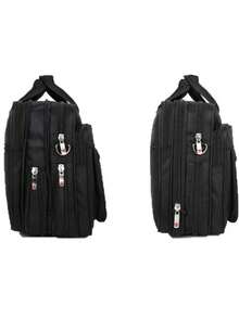 Large Nylon Men's Briefcase Briefcase Laptop Bag - 黑色 - 查看 6