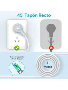 Regleta eléctrica de 6 enchufes con protección contra sobretensiones, supresor de picos y cable de extensión de 1 metro, marca 1 hora. - Tipo de Enchufe A USA (110-127V) - Ver 8