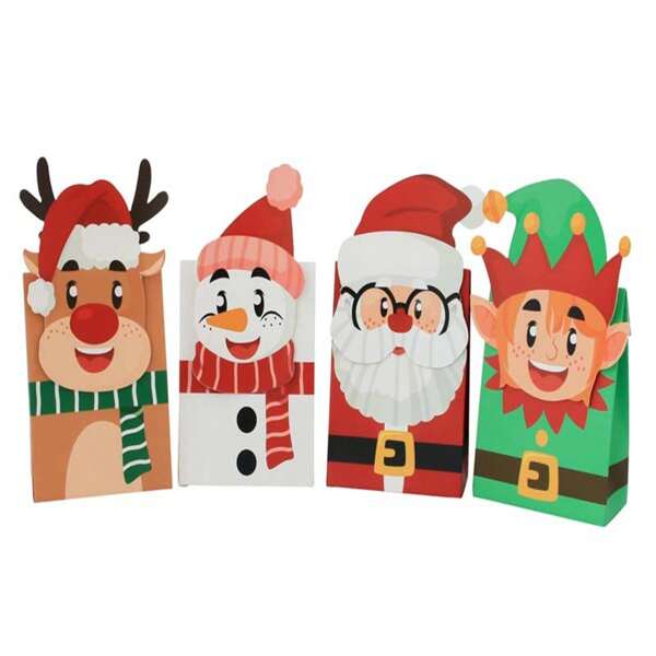 8 pièces Boîtes à bonbons de Noël - Emballage cadeau de poche festif pour les fêtes et événements de Noël, décorations de Noël, cadeaux de Noël, papier-cadeau de Noël, fournitures de fête de Noël, sacs cadeaux de Noël, autocollants de Noël