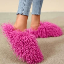 Women's Plush Faux Fur Slippers - Fluffy And Warm Slide-On Slipper For Cozy Comfort - Rusty Rose - View 2