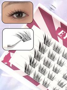 30 piezas Paquete de pestañas anguladas naturales tipo Foxy con apariencia sutil de 6-12mm - C - Ver 2