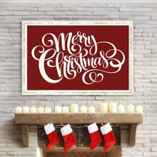 1PC Merry Printable Wall Art, Merry Print, Wall Art, Gallery Wall, Holiday Wall Sign, Typographic Poster , Wall Canvas Decoration, Ideal Gifts For Hallway Bedrooms And Living Rooms Home Decor Christmas Decorations Room Decor Christmas