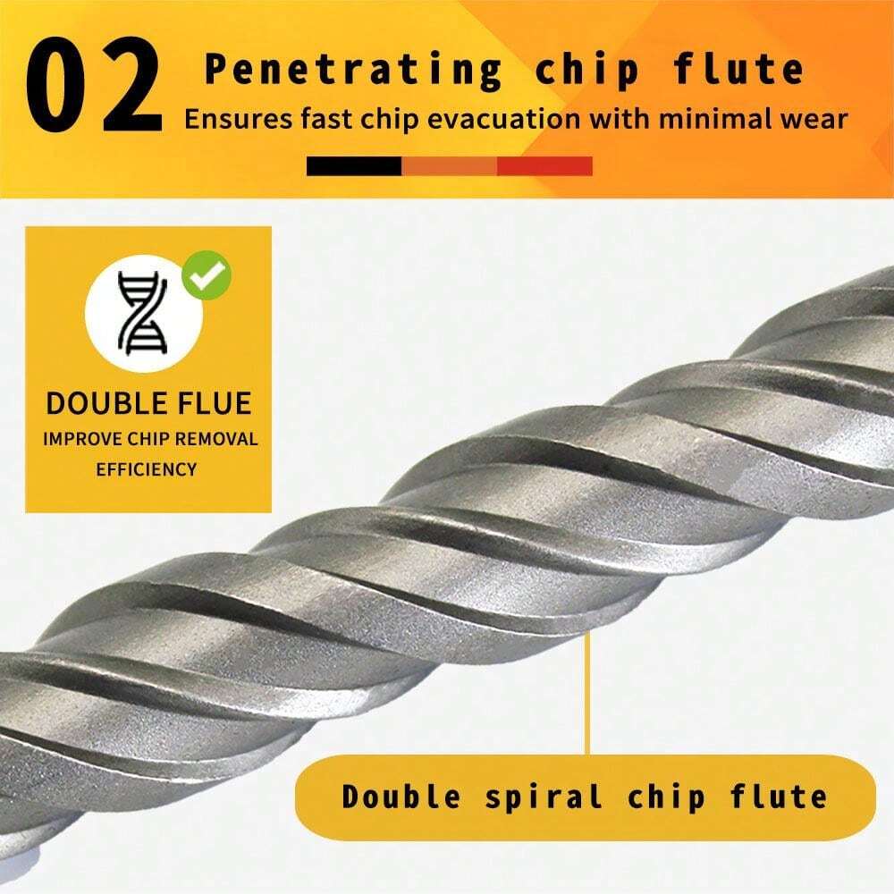 (635mm) Cross Carbide Tip Rotary Hammer Drill Bit, Extended Single