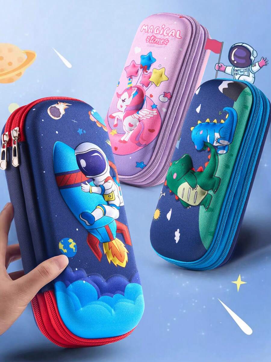 Hộp đựng bút chì 3D Macaron Color Hot, họa tiết hoạt hình hai lớp dành cho học sinh trung học và tiểu học, dung tích lớn, phù hợp cho cả bé trai và bé gái, hộp đựng đồ dùng văn phòng phẩm di động dễ thương - Một cỡ - Xem 1