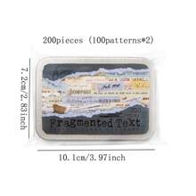 200张/盒铁盒贴纸，文字碎片系列，复古英文文字标签贴纸，封口贴纸，剪贴簿用品，装饰笔记本，相框，手机壳，水杯，垃圾杂志，文具盒，个性拼贴 - 彩色 - 查看 2