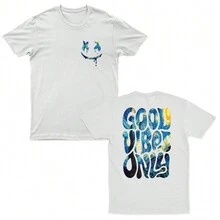 Women's T-Shirt Oversized Streetwear Shirt Men's Good Vibes Starry Sky Vincent Van Gogh - 白色 - 查看 1