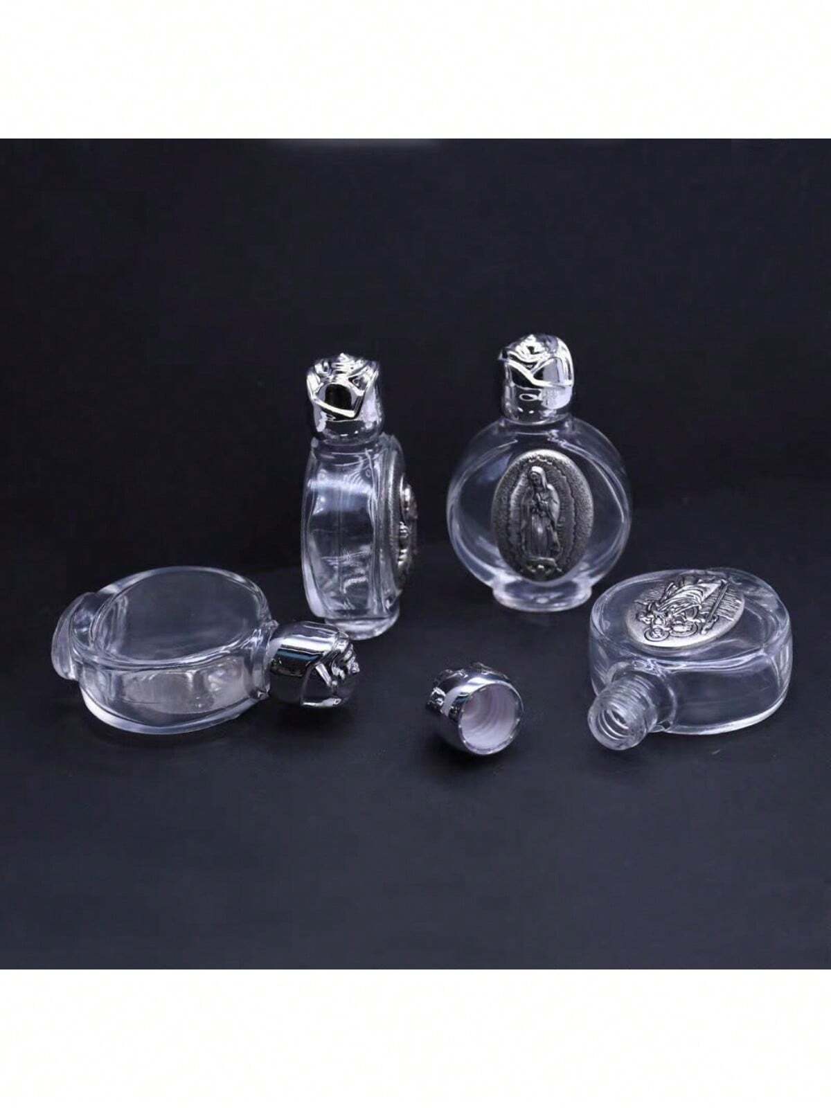 16 Petites Bouteilles D'eau Bénite En Verre Gravé - 15 Ml - Idéal Pâques, Baptême, Décoration Maison - Avec Couvercle Argenté - 6