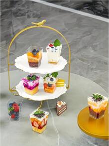 20个5OZ高梯形甜品杯慕斯杯布丁杯透明果冻杯甜点杯蛋糕杯方杯160ml - 白色 - 查看 3