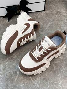 新款时尚百搭女士运动鞋，可爱、优雅、华丽、个性、时尚、复古、度假风格、休闲运动、户外徒步、跑步、个性化、百搭、防滑、轻便、舒适、透气、时尚运动、休闲、简约、百搭女鞋 - 棕色 - 查看 4