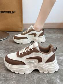 新款时尚百搭女士运动鞋，可爱、优雅、华丽、个性、时尚、复古、度假风格、休闲运动、户外徒步、跑步、个性化、百搭、防滑、轻便、舒适、透气、时尚运动、休闲、简约、百搭女鞋 - 棕色 - 查看 3