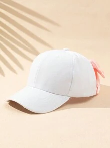 1pc Women's Bow Accent Adjustable Baseball Cap, Casual Outdoor Hat - Black - View 4