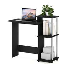 Efficient Home Laptop Notebook Computer Desk With Square Side Shelves, Desk For Students, Clear Computer Desk, Desk Set For Studying, Black Home Office Desk, Americano - Americano/Chrome - View 6