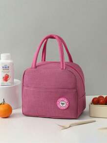 1 件卡通熊图案便携式保温午餐袋、食品容器盒、保温袋圣诞礼物