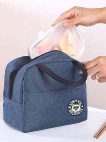 1 件卡通熊图案便携式保温午餐袋、食品容器盒、保温袋圣诞礼物