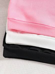 3pcs/Set Tween Girls' Cartoon Print Warm Hooded Sweatshirt - Multicolor - View 6