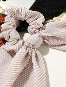 1pc Plain Casual Pleated Ponytail Holder Scrunchie For Daily Use - Multicolor - View 3