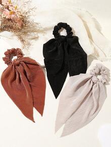 1pc Plain Casual Pleated Ponytail Holder Scrunchie For Daily Use - Multicolor - View 1