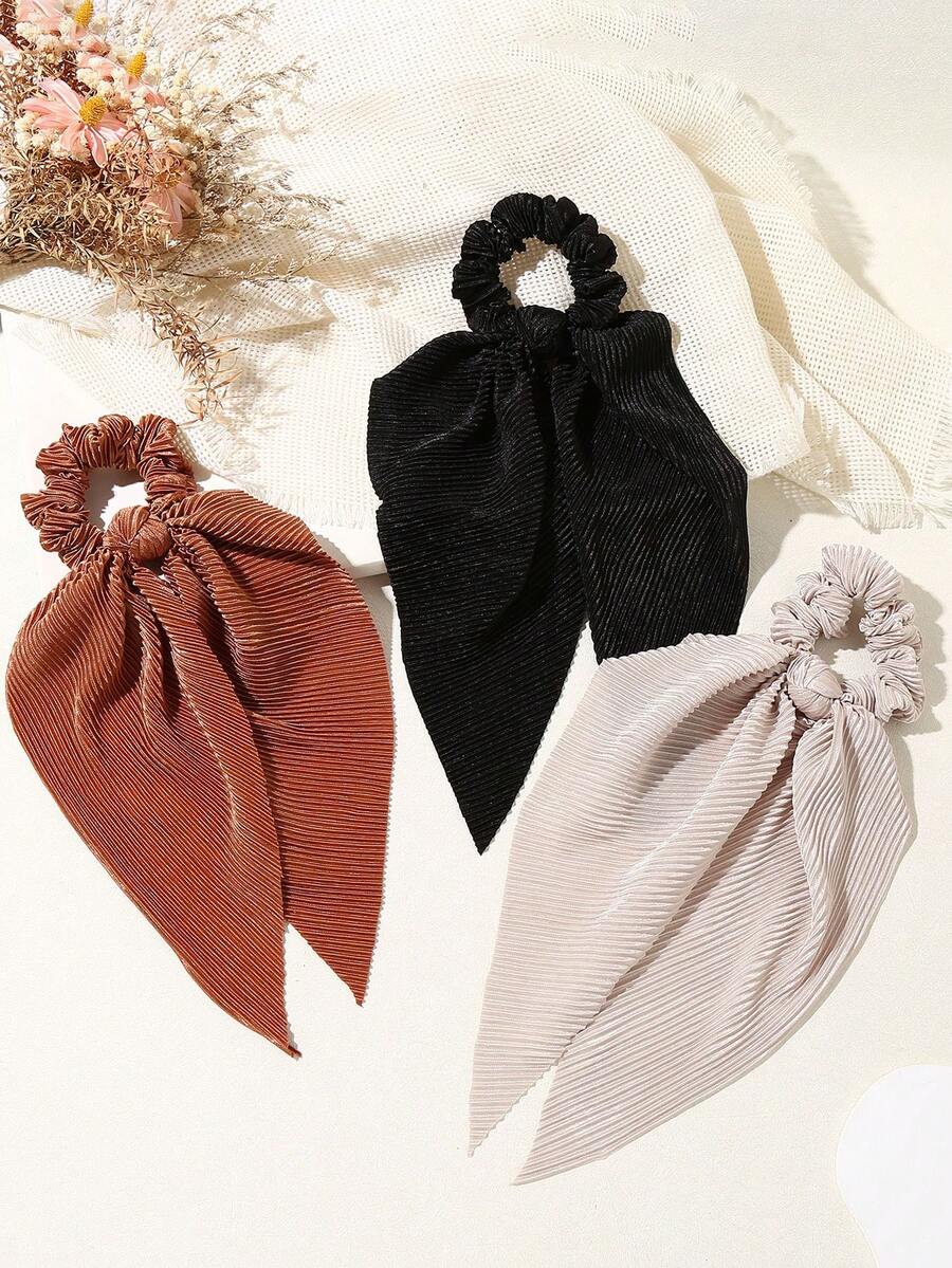 1pc Plain Casual Pleated Ponytail Holder Scrunchie For Daily Use - Multicolor - View 1