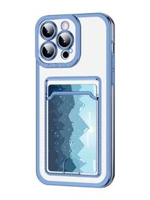 Case Capinha Porta Cartão iPhone 11/12/13/14/15 Pro Max Capa de Celular Carteira - Azul - Visão 2