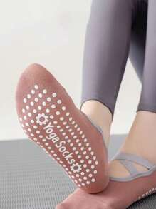 Runway Rest 2 paires de chaussettes antidérapantes pour femmes Pilates, chaussettes adhérentes Pilates, chaussettes de yoga avec adhérence pour la course, les sports, la salle de gym, l'automne - Noir - Voir 6