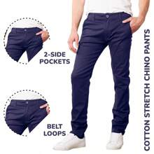 Men's Slim Fit Cotton Stretch Classic Chino Pants (Sizes, 30-40) - Hải quân - Xem 2
