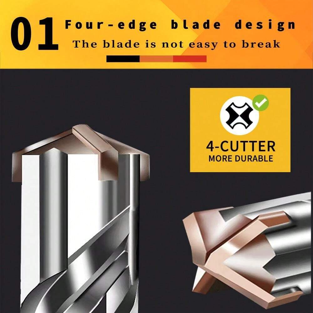 (635mm) Cross Carbide Tip Rotary Hammer Drill Bit, Extended Single