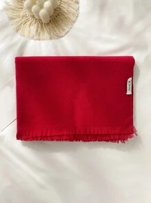 1pc Faux Cashmere Solid Color Short Tassel Scarf For Women, Fashionable Shawl Wrap Warm Neck Scarf, Suitable For Fall/Winter Accessories Women