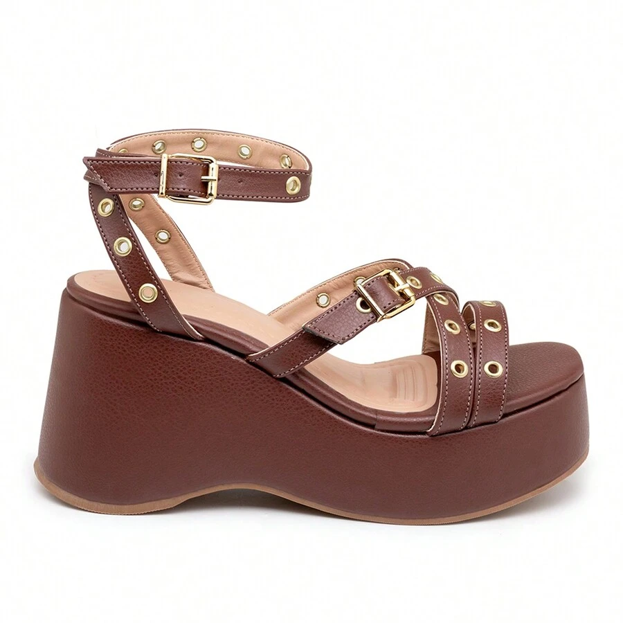 Women's Casual Comfortable Wedge Platform Sandal - 駝色 - 查看 1