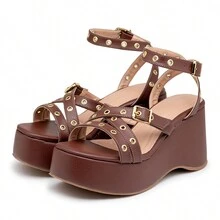 Women's Casual Comfortable Wedge Platform Sandal - 駝色 - 查看 5