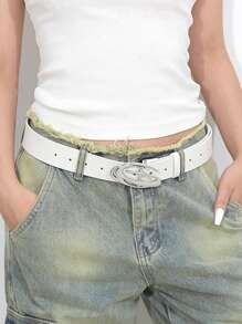 1 件女士时尚十字架和星形扣抽象设计可调节皮带，适合牛仔裤、裙子、万圣节 - A - 查看 3