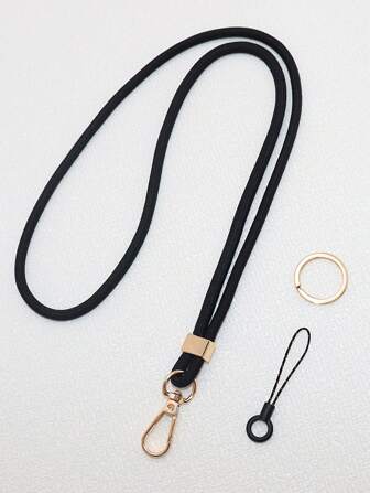 1 件黑色尼龙颈带手机挂绳，适用于身份证徽章夹和钥匙，配有手机绳，可爱的教师挂绳，适用于信用卡、通行证、手机饰品配件，配有金属钥匙圈，是送给女士、男士、职员、学生、老师、朋友的绝佳礼物，万圣节学校汽车配件，哥特 Y2k