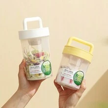 1pc Keep Fit Salad Meal Cup, Single/Double Layered Salad Container For Lunch, Portable Fruit And Vegetable Salad Cups Container With Fork & Salad Dressing Holder