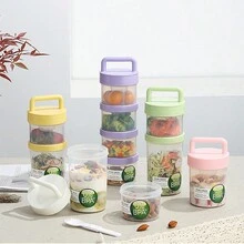 1pc Keep Fit Salad Meal Cup, Single/Double Layered Salad Container For Lunch, Portable Fruit And Vegetable Salad Cups Container With Fork & Salad Dressing Holder