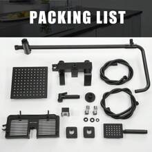 OYAJIA Matte Black Shower Set,Adjustable Height Shower Mixer Set For Bathroom,Shower Bar Set With Square Rainfall Shower And Multi-Function Handheld Shower,Matte Black - Black - View 11