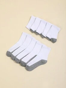 5 Pairs Cotton Children/Student Socks, Color Block Cotton Sports Socks, Moisture Wicking Socks For School Sports Competition, Versatile Student Socks - Grey - View 3