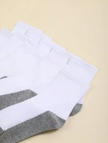 5 Pairs Cotton Children/Student Socks, Color Block Cotton Sports Socks, Moisture Wicking Socks For School Sports Competition, Versatile Student Socks - Grey - View 4