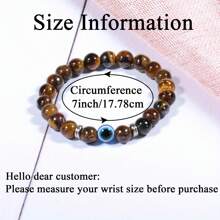 Fashion Stone Evil Eye Decor Beaded Bracelet For Men For Birthday Gift