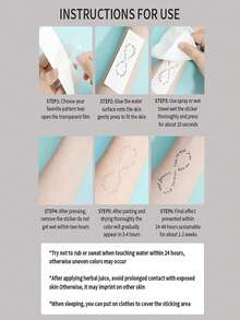 蝴蝶草本纹身贴防水女持久果汁半永久优质贴纸遮盖疤痕仿真纹身 - 黑色 - 查看 5