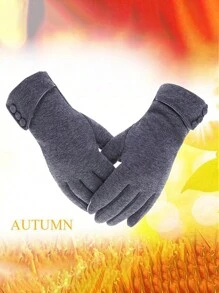 1Pair Winter Thickened Warm Gloves For Unisex, Waterproof, Windproof, Touch Screen Compatible, Button Closure, Ideal For Skiing, Hiking, Cycling, And Outdoor Activities In Extreme Cold Weather Conditions