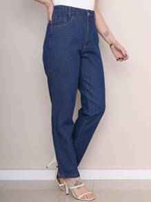 Calça Jeans Mom - Lavagem escura - Visão 2